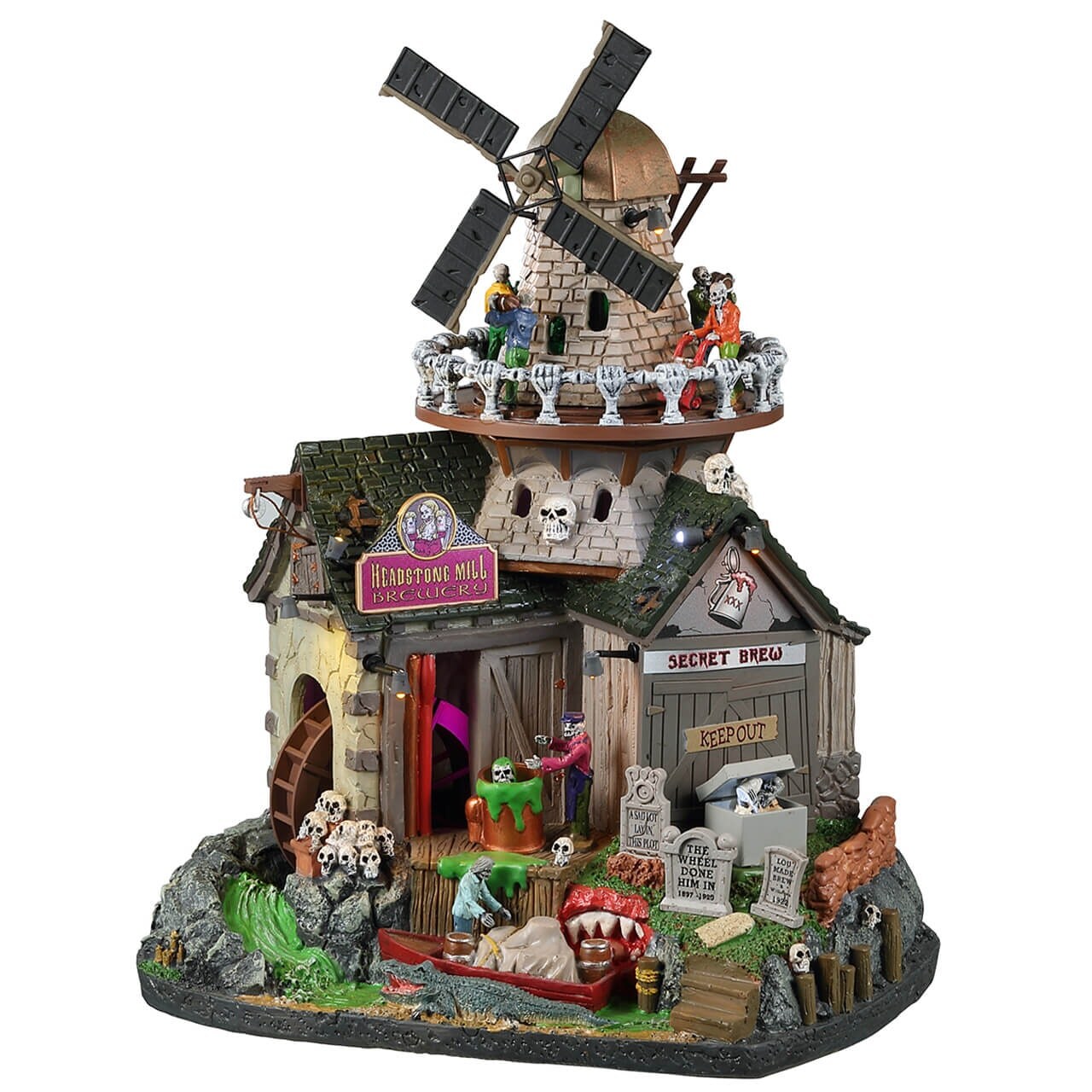 Lemax® Spooky Town™ Halloween Village Headstone Mill Brewery Michaels