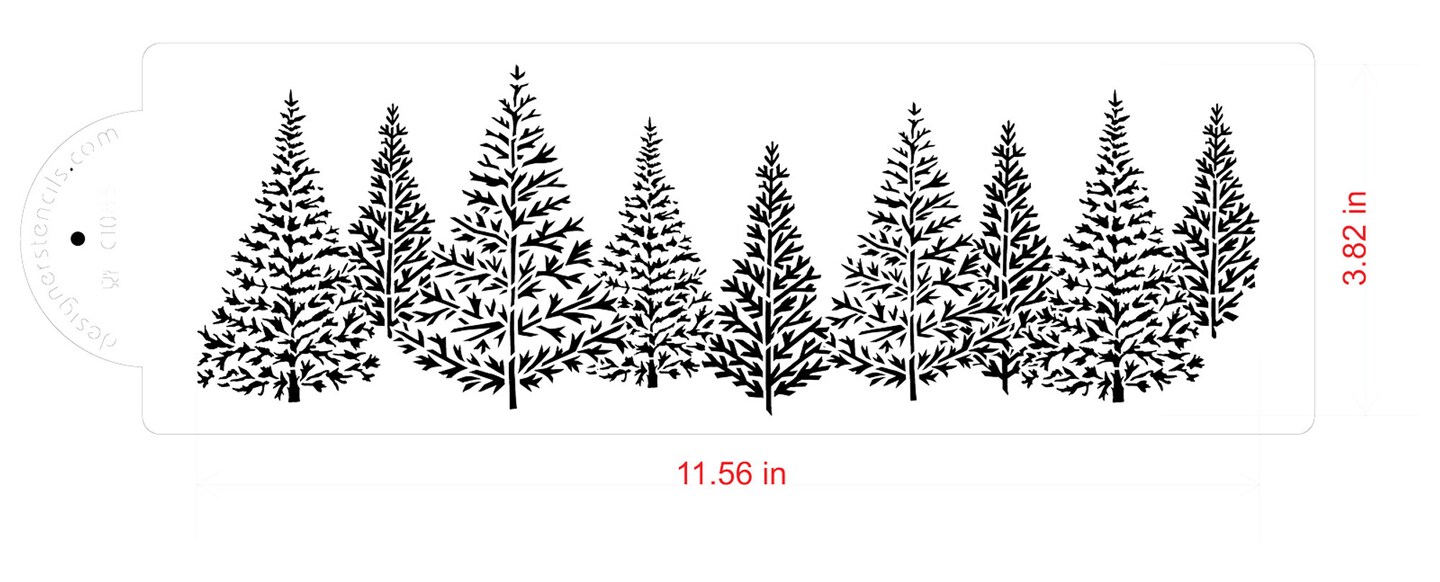 Pine Tree Cake Stencil Side | C1085 by Designer Stencils | Cake Decorating Tools | Baking Stencils for Royal Icing, Airbrush, Dusting Powder | Reusable Plastic Food Grade Stencil | Easy to Use