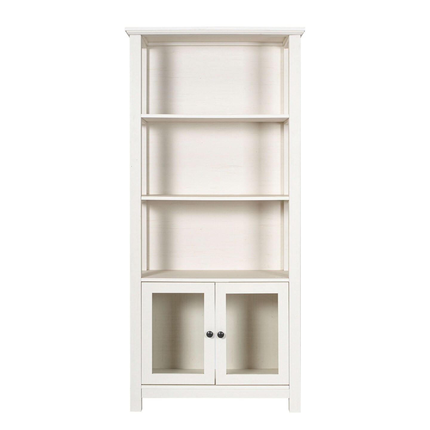 Merrick Lane Omaha Modern Farmhouse Storage Cabinet Bookcase, Glass Doors and Open Shelves
