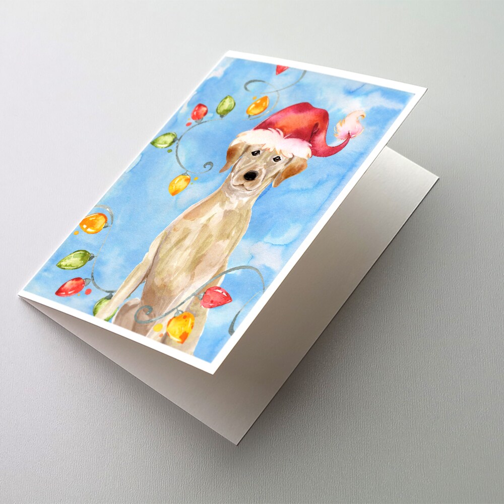 Caroline&#x27;s Treasures Christmas Lights Yellow Labrador Retriever Greeting Cards and Envelopes Pack of 8