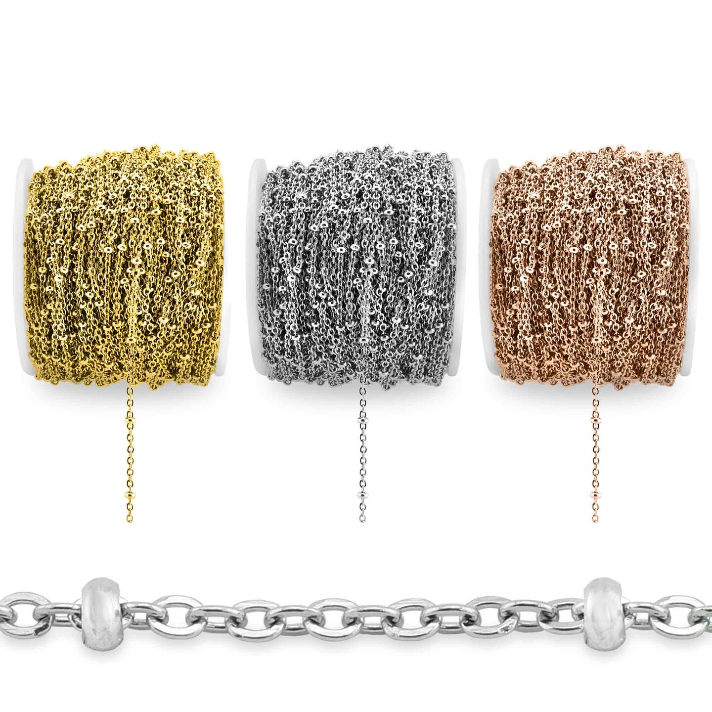 Stainless Steel 2.5mm Beaded Satellite Chain 164' Spool 50 meter Michaels