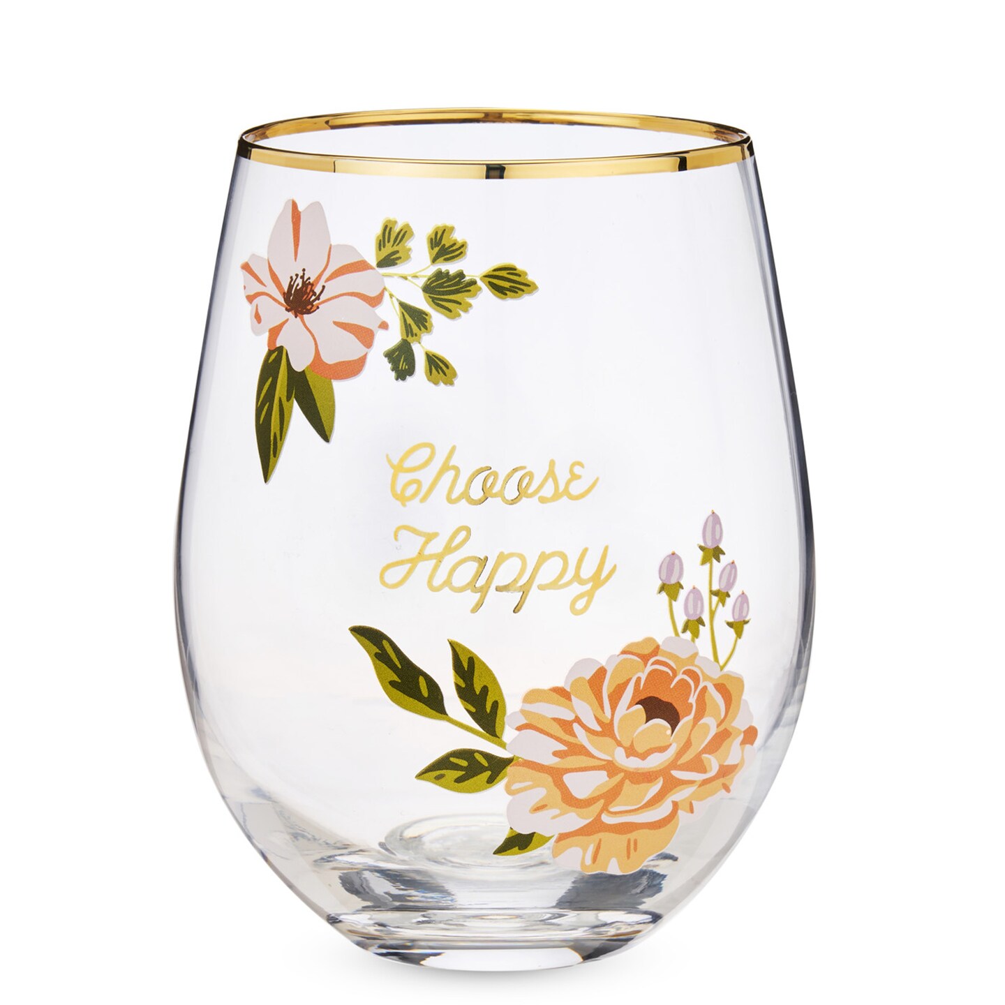 Twine Choose Happy Stemless Wine Glass