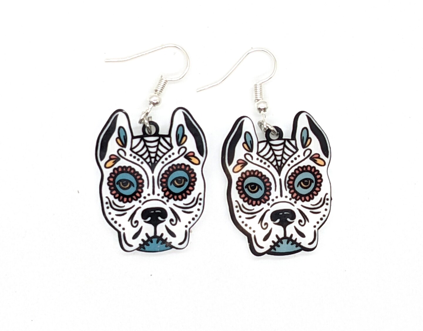 Bonsny Acrylic American Pit Bull Terrier Dog Earrings Big Long Dangle Drop  Fashion Jewelry For Women Girls Ladies Kids Animal