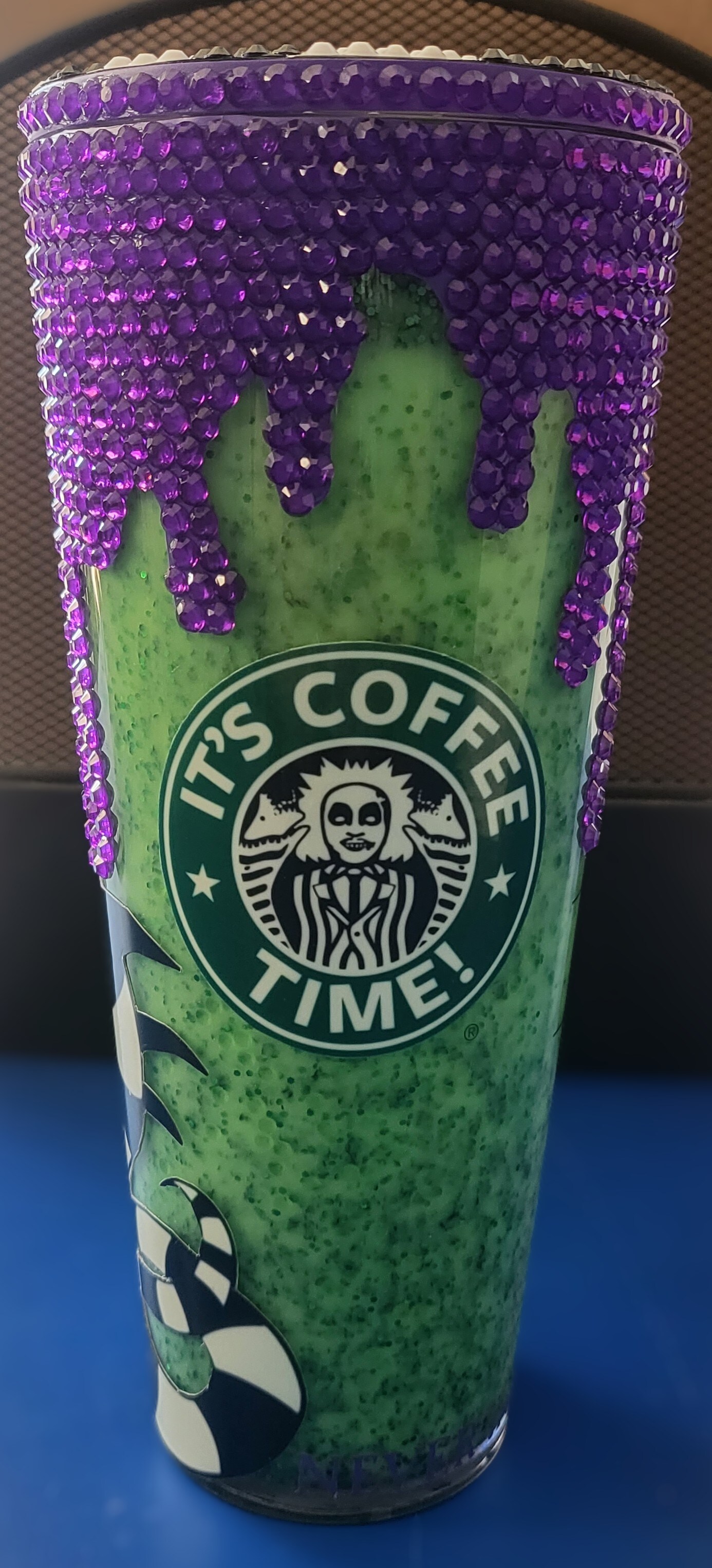 Beetlejuice 3x Glitter Crystal Starbucks Cup, Halloween Tumbler Cup newest