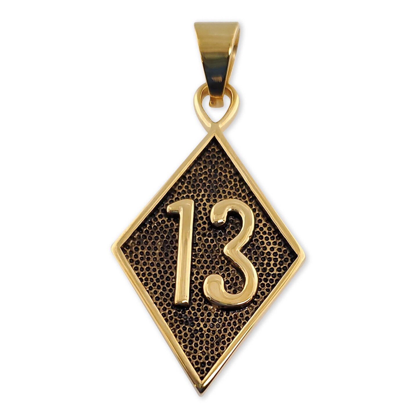 18K Gold PVD Coated Stainless Steel "13" Pendant Michaels