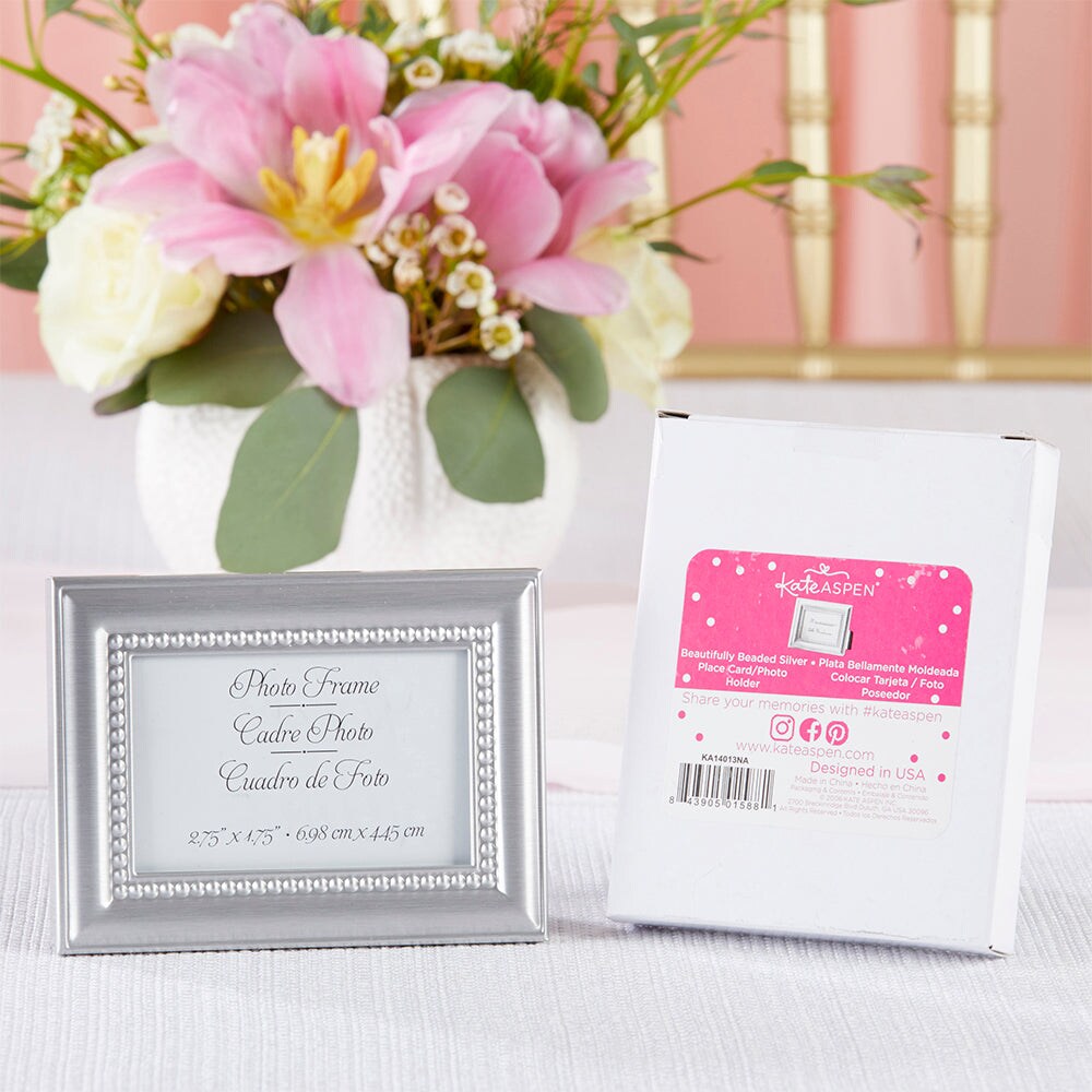 Beaded Silver Wall & Tabletop Picture Frames/Place Card Holder (Set of 6)