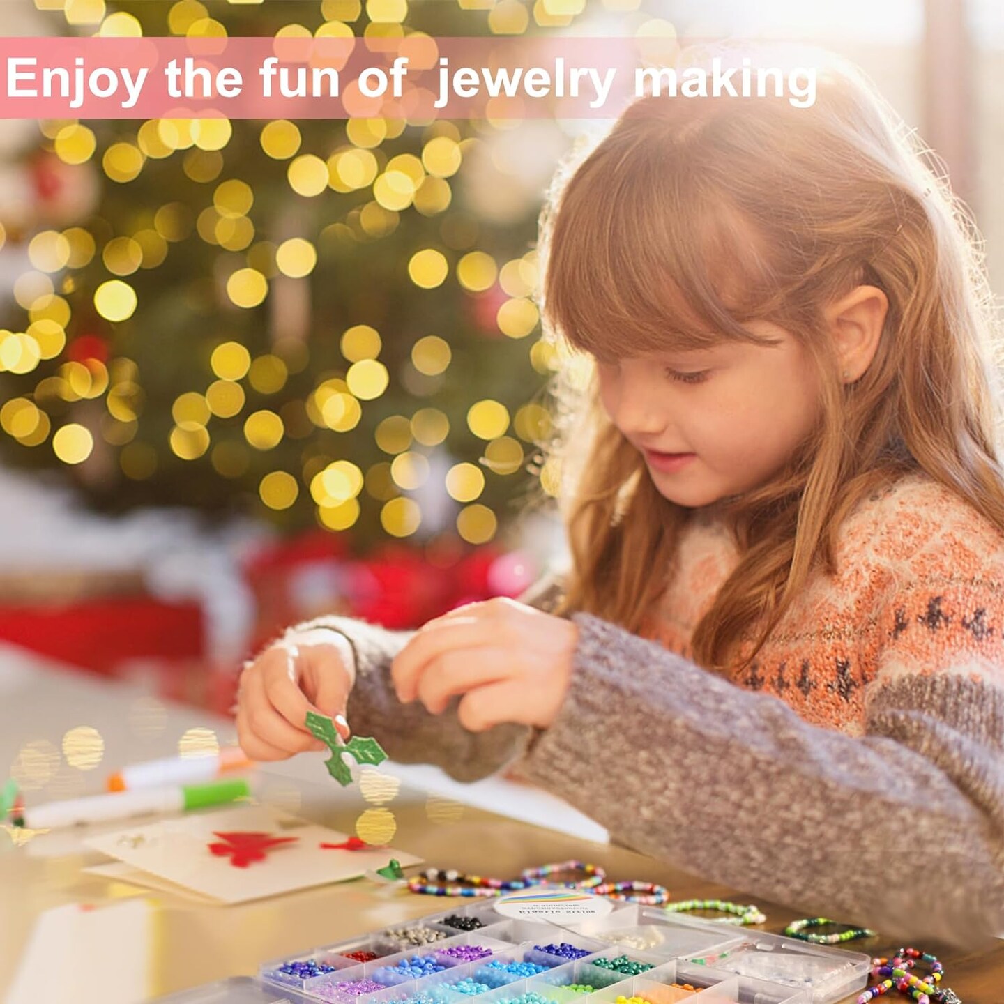 3400pcs 4mm Glass Seed Beads for Jewelry Bracelet Making Kit, Small Beads Friendship Bracelet Kit, Tiny Waist Beads Kit with Letter Beads and Elastic String, DIY Art Craft Girls Gifts.