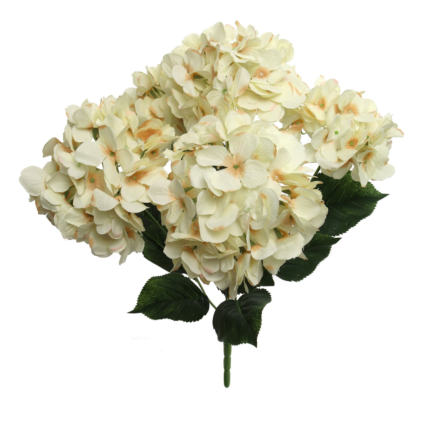 21" Artificial Hydrangea Bush 5 Silk Flowers with Green Leaves