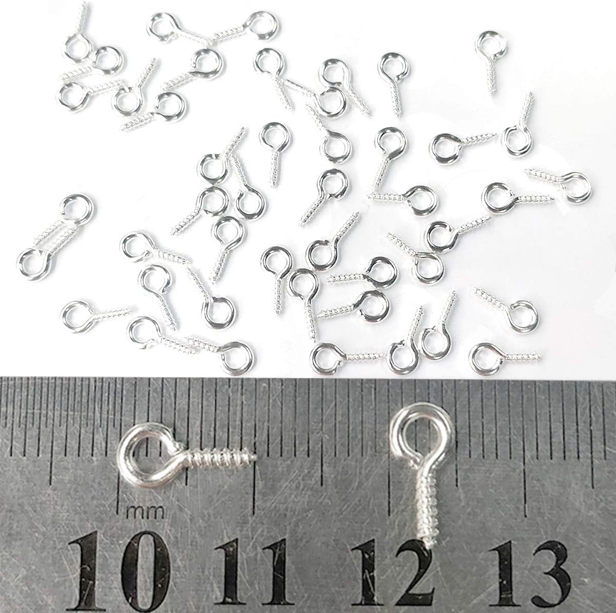 Small Screw Eye Pins,10 x 5mm Eye pins Hooks,Mini Screw Eye Pin Peg for Arts &#x26; Crafts Projects,Self Tapping Screws Hooks Ring for Cork Top Bottles &#x26; Charm Bead &#x26; DIY Jewelry Making (Silver)
