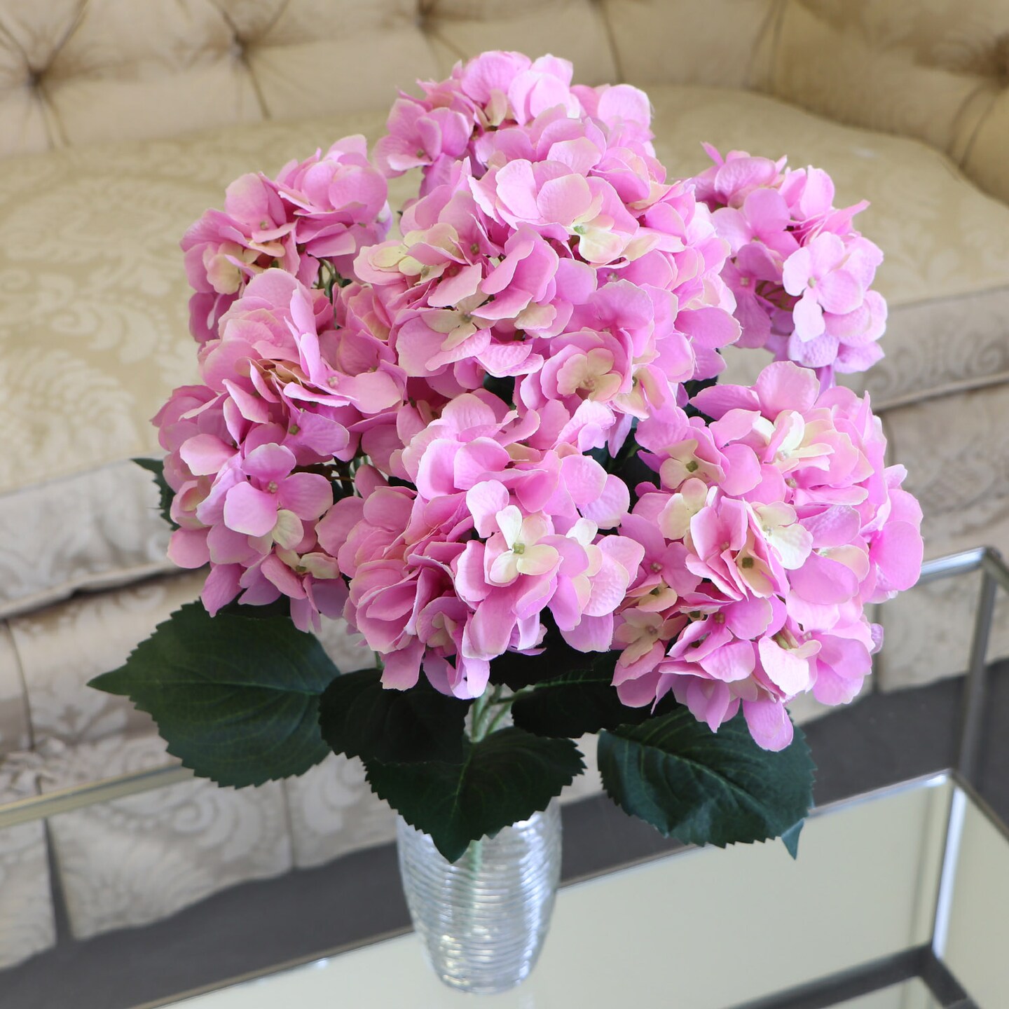 20&#x22; Hydrangea Bush - 7 Silk Flowers with Lifelike Leaves, Artificial Greenery, Perfect for Home, Office &#x26; Wedding D&#xE9;cor - Spring &#x26; Year-Round Accent, Floral Home by Artificial Flowers