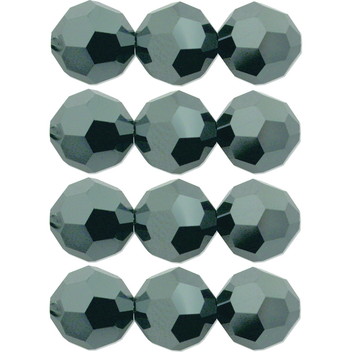12 Jet Hematite 2X Round Swarovski Crystal Beads 8mm