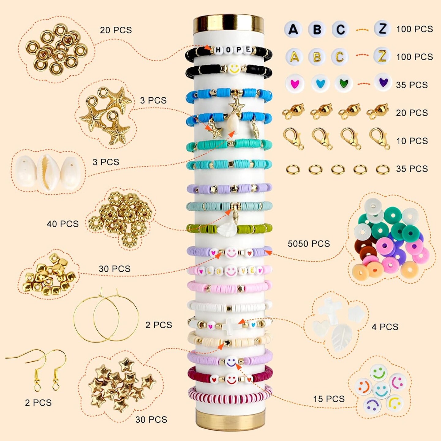 5500pcs Clay Beads Bracelet Making Kit 24 Colors Friendship Bracelet kit with Letter Beads DIY Arts and Crafts for Jewelry Set Girls Beginners 6-12 Gifts