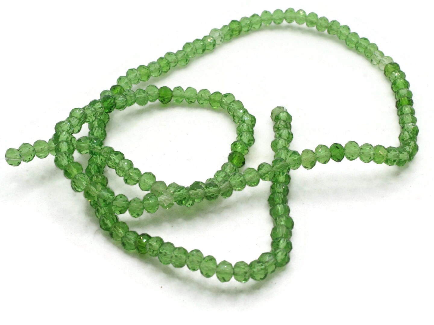 150 4mm x 3mm Mixed Green Glass Faceted Rondelle Beads