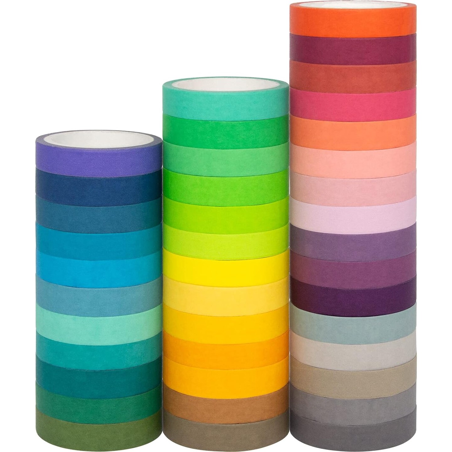40 Rolls Washi Tape Set, Decorative Masking DIY Plain Washi Tapes for Children and Gifts Warpping (MIX)