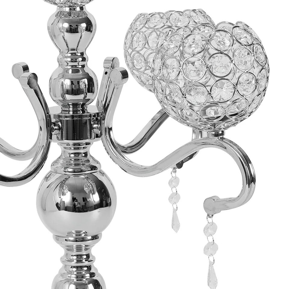 5-Arm Crystal Candelabra Wedding Candle Holder