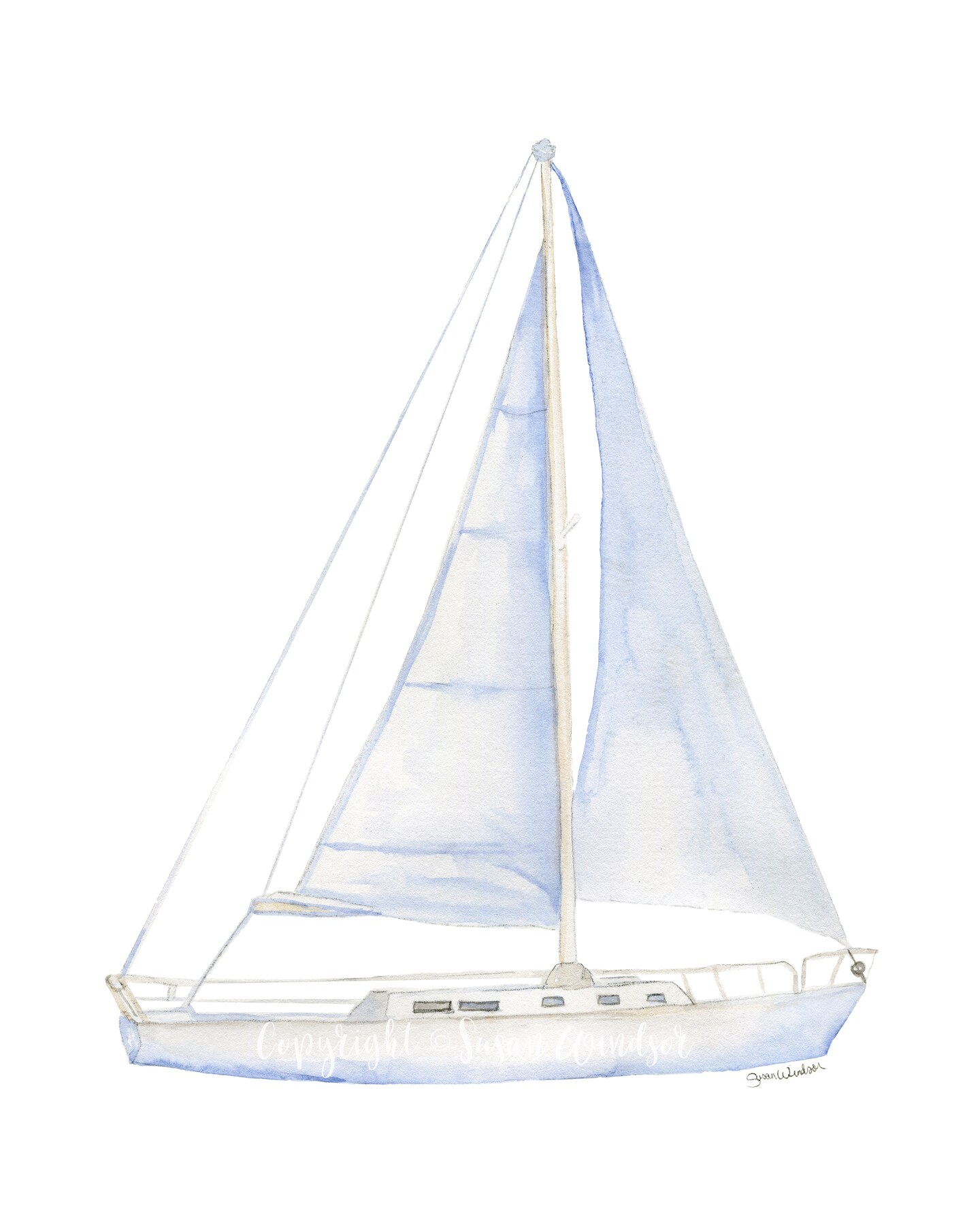 Sailboats Watercolor Art Print Set of 3 Nautical Theme Wall Art Unframed product 4