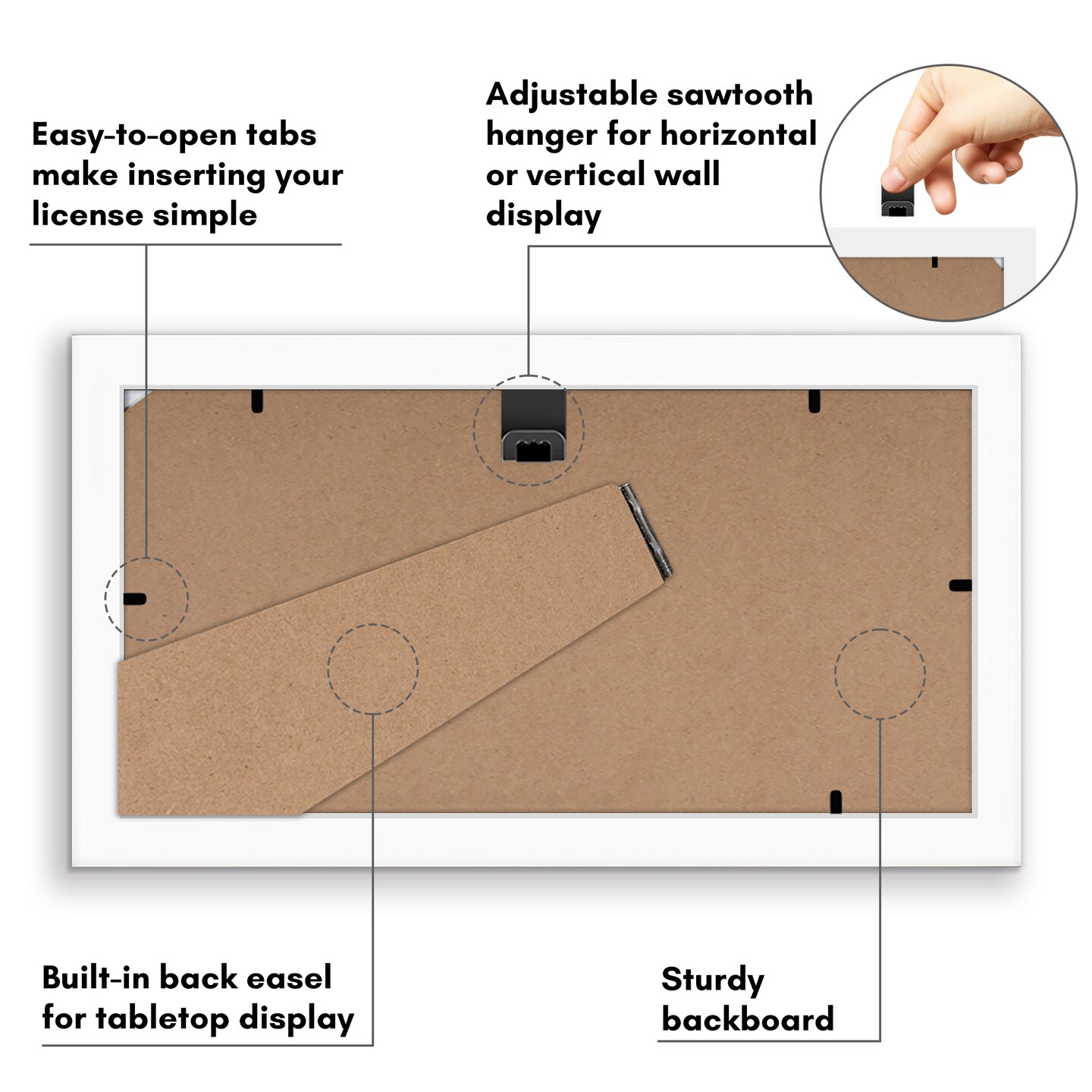 Americanflat 5x10 Business License Frame - Use as 3.5x8 Frame with Mat