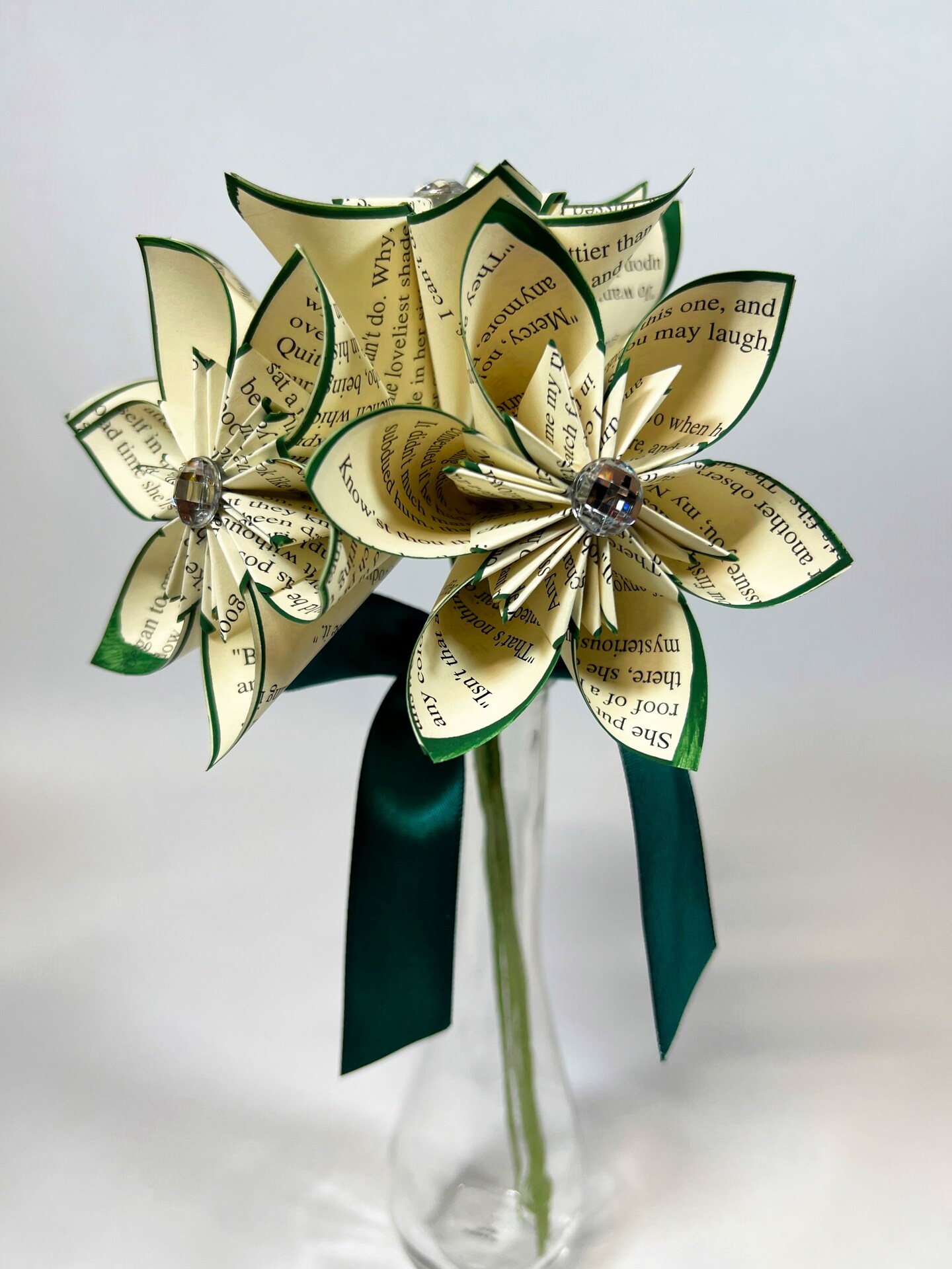 Custom Book Art Paper Flower Bouquet Ready to ship, vase included, one