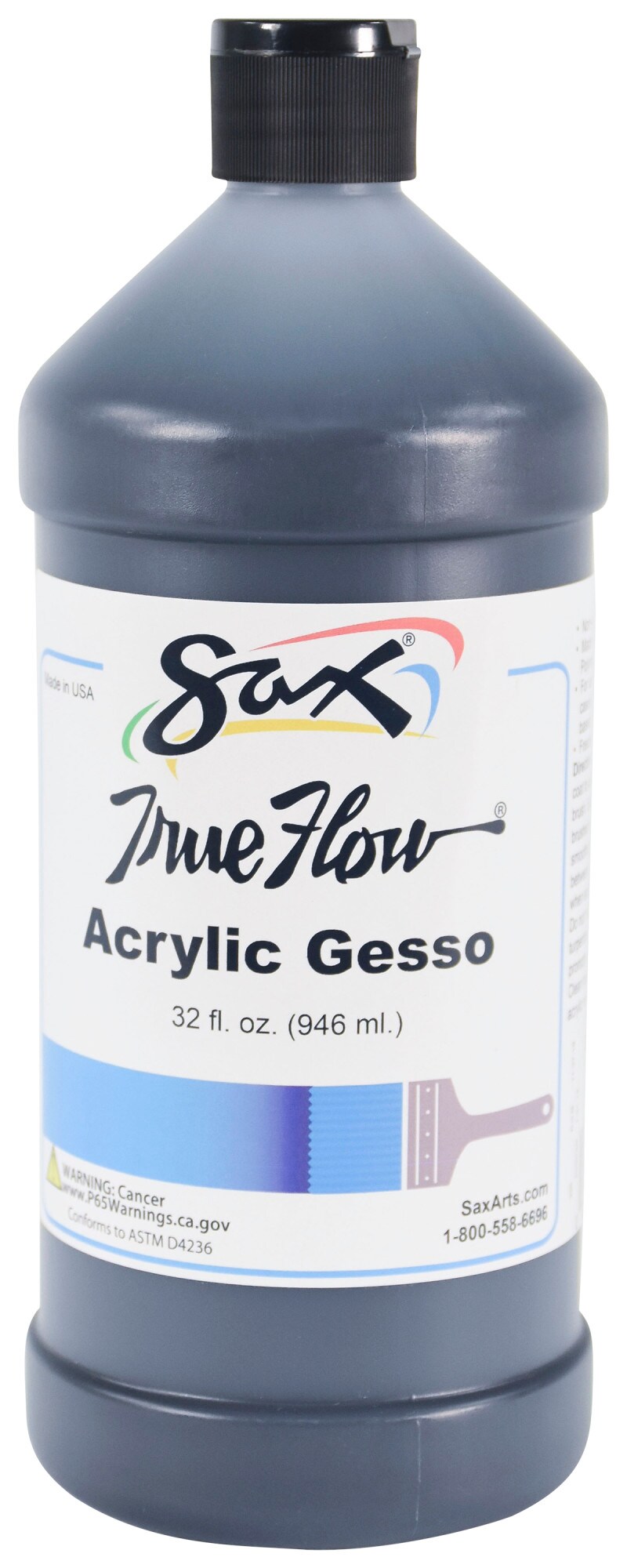 Sax Acrylic Gesso Primer Paint, 1 Quart, Black