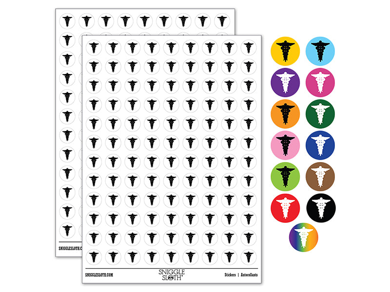 Staff of Hermes Silhouette Caduceus Medical Symbol 200+ 0.50&#x22; Round Stickers