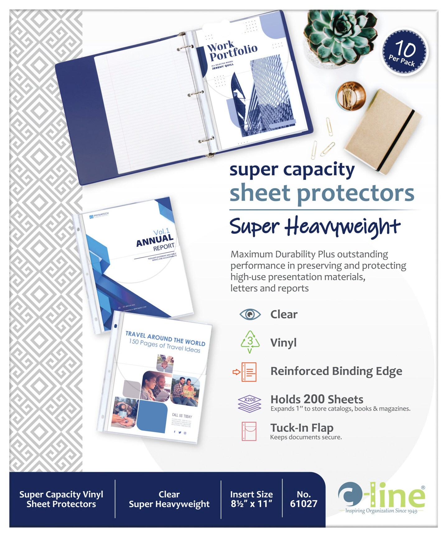 C-Line Vinyl Heavyweight Sheet Protectors, 8-1/2 x 11 Inches, Clear, Pack of 10