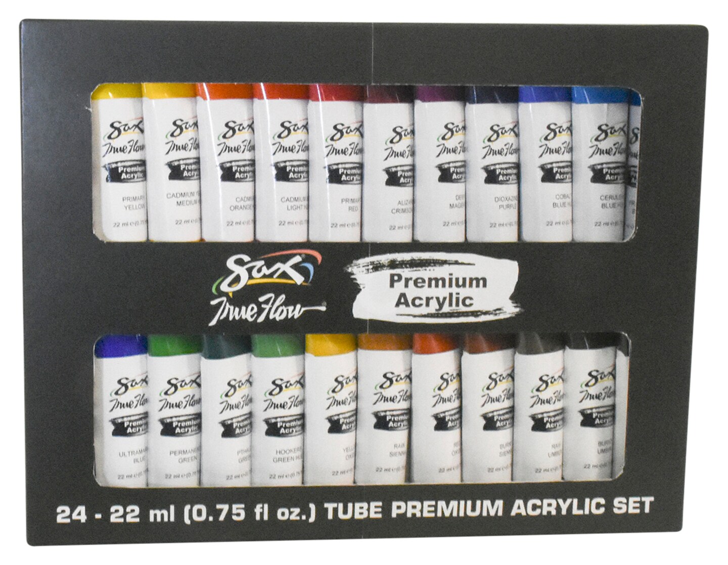 Sax Premium Acrylic Paint, Assorted Colors, 0.75 Ounce Tubes, Set of 24