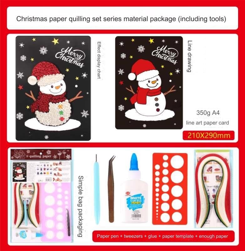 Christmas Snowman DIY Making Kit. Paper Quilling Set F07M3-6-Snowman