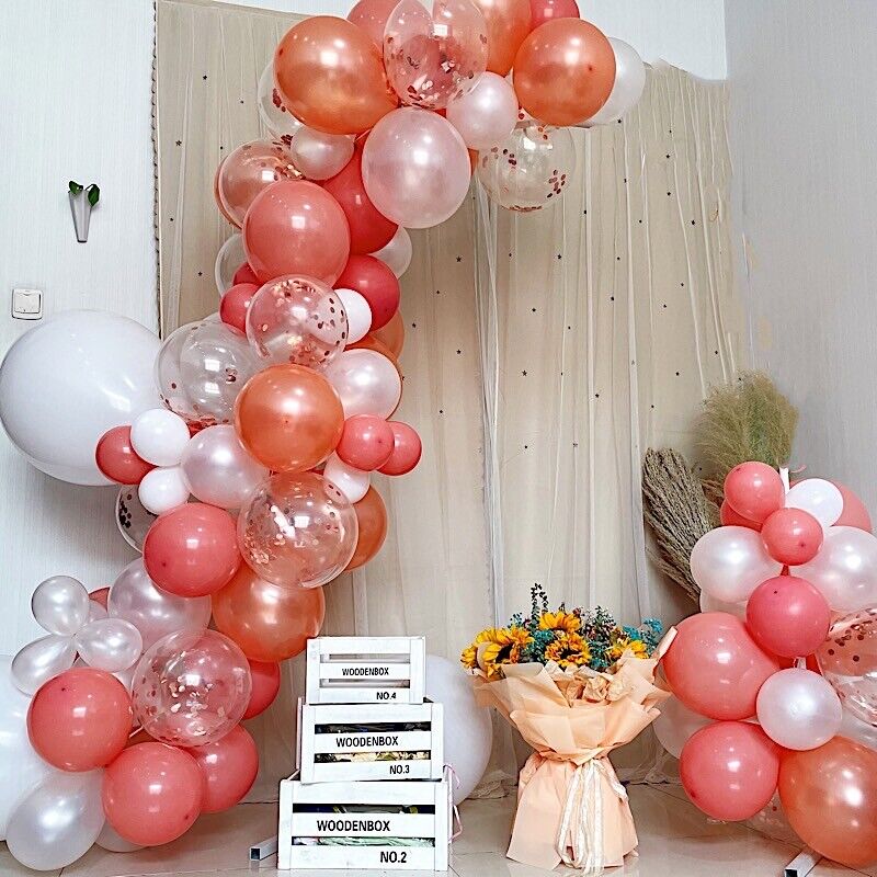 128 BALLOONS Dusty Rose White Clear Garland Arch Decorations