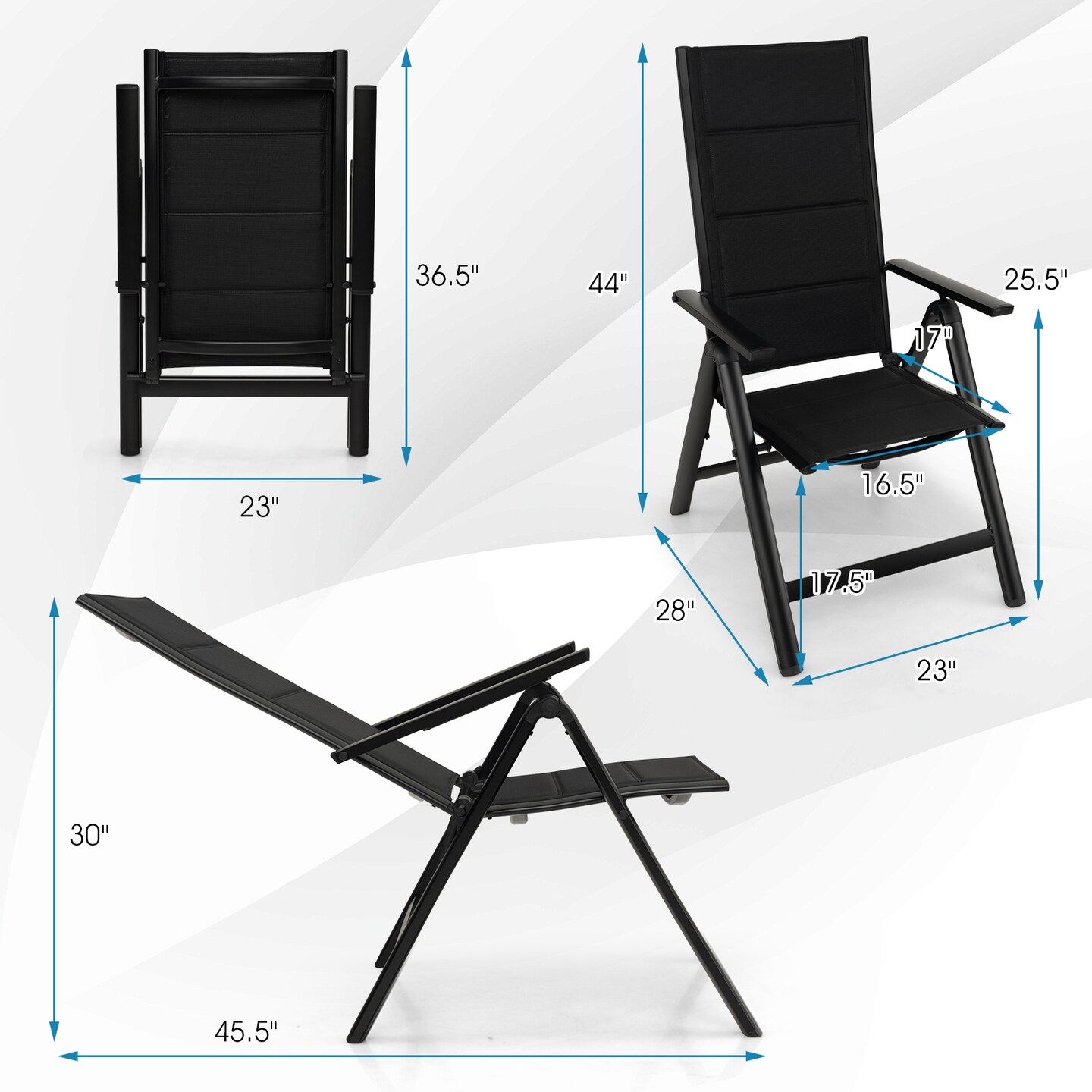 Outdoor Dining Chair With Soft Padded Seat And 7-position Adjustable Backrest