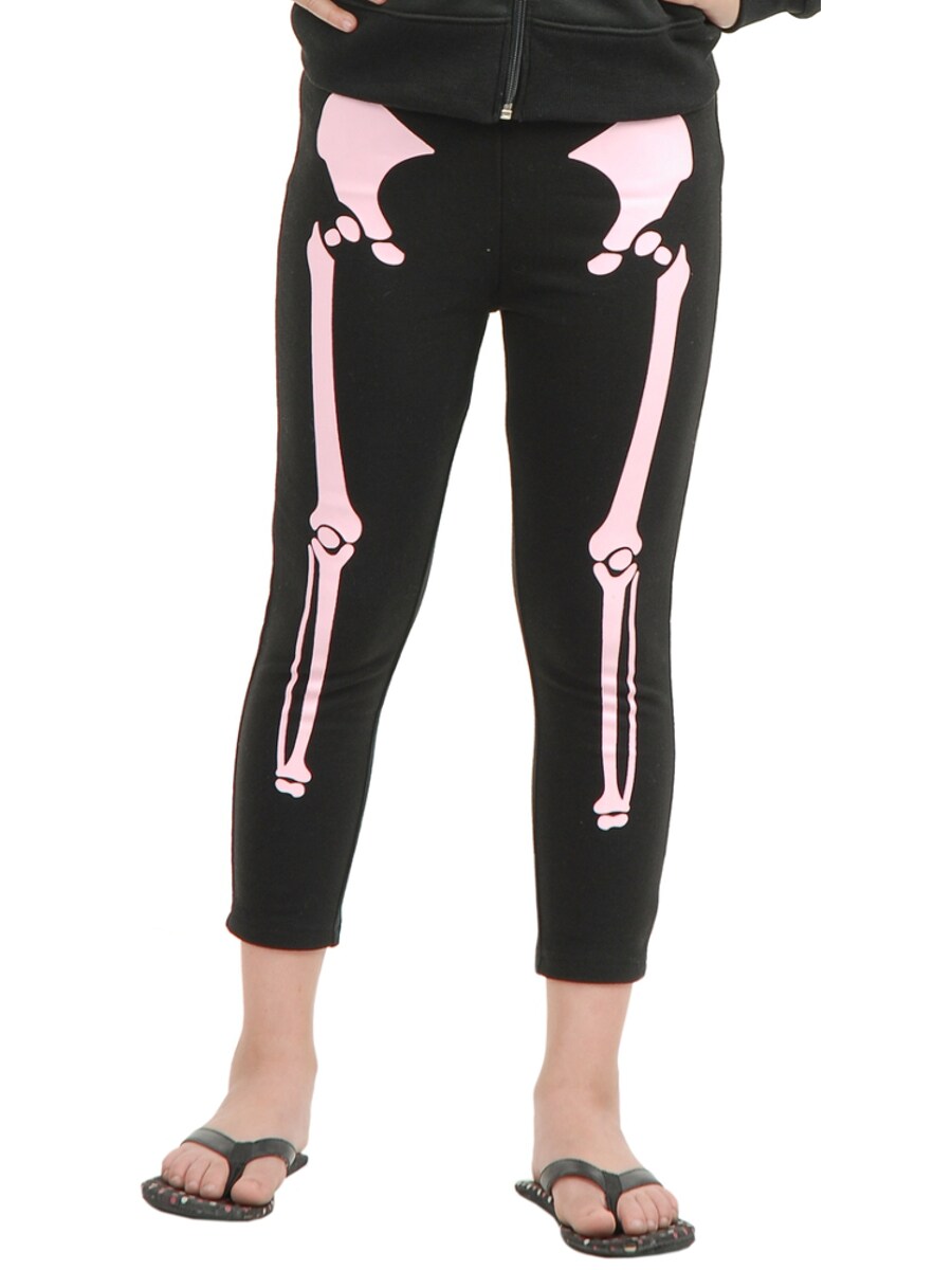 Girls Small-Medium Or Medium-Large Black And White Skeleton Leggings Costume