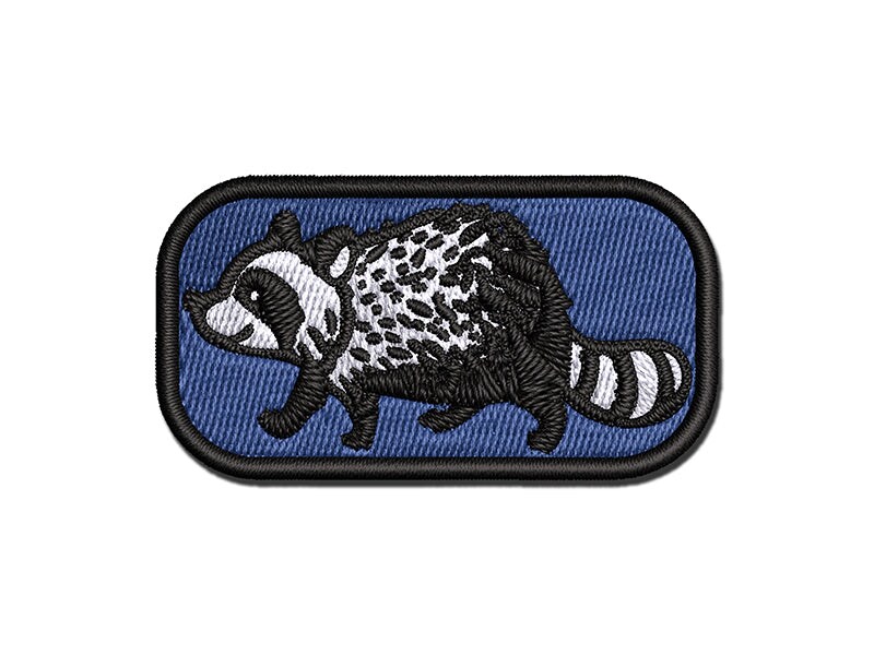 Cute Raccoon Walking Multi-Color Embroidered Iron-On or Hook &#x26; Loop Patch Applique