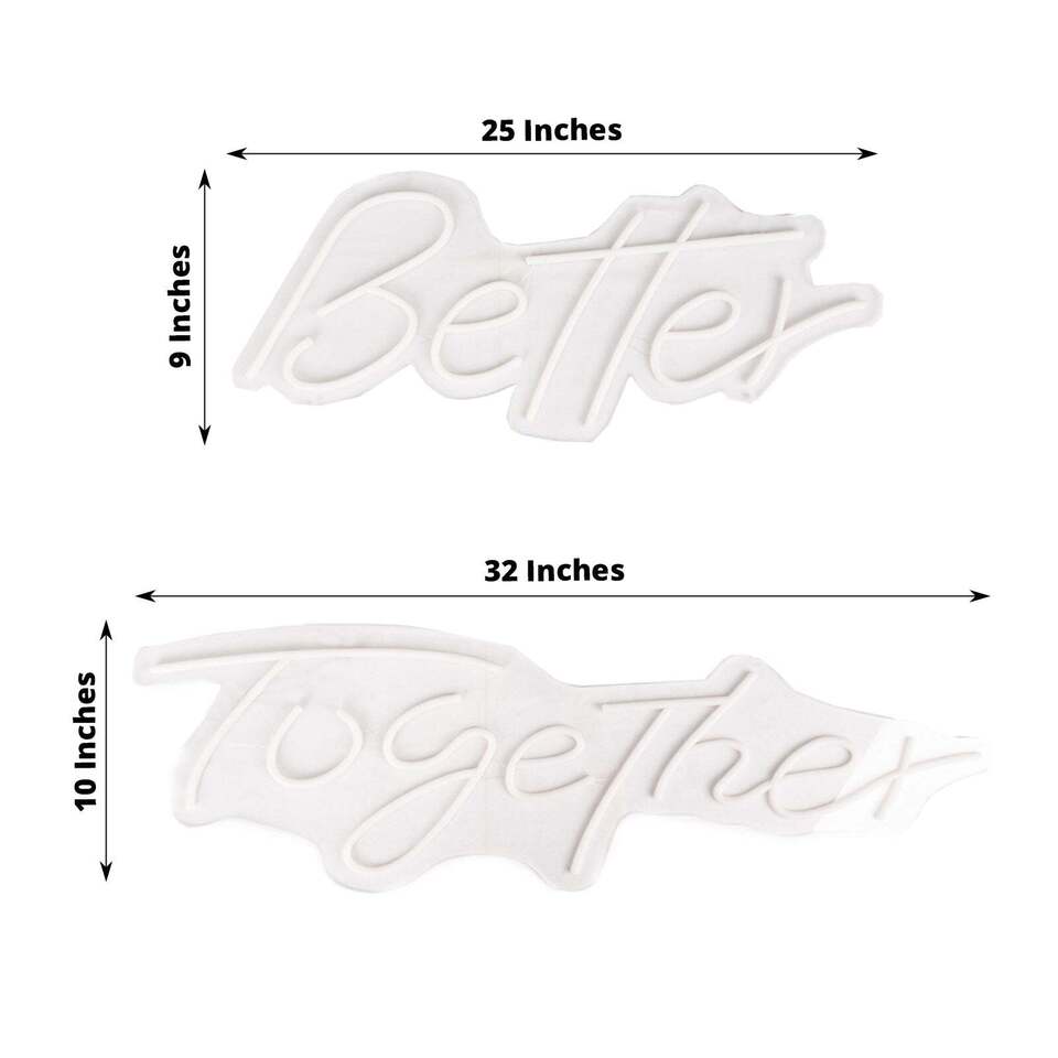 32 in Warm White Better Together Neon Sign LED Wall Decorative