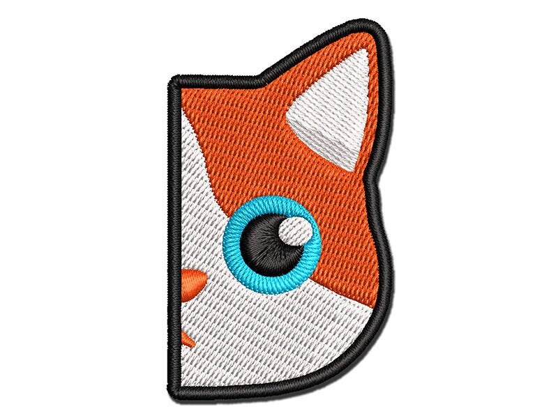 Curious Kitty Cat Hiding Peeking Around Corner Multi-Color Embroidered Iron-On or Hook &#x26; Loop Patch Applique