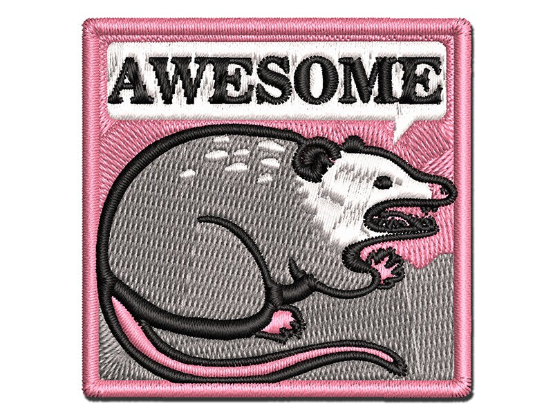 Awesome Possum Opossum Multi-Color Embroidered Iron-On or Hook & Loop Patch  Applique