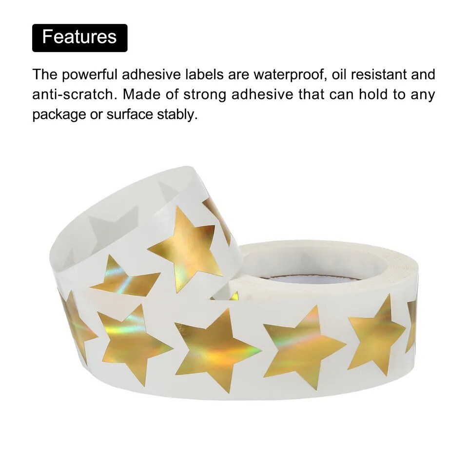 1.5&#x22; Star Adhesive Label Stickers, 500 Stickers per Roll