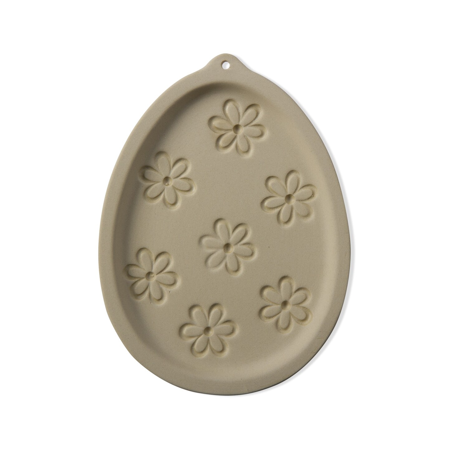 Easter Egg Shaped Floral 6&#x22; Earthenware Clay Easter Cookie Mold Keepsake