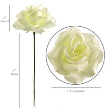 Cream White Silk Rose Picks: Set of 100, 8&#x22; Stems, 3&#x22; Wide by Floral Home&#xAE;
