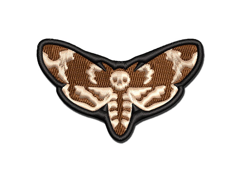 Deaths Head Hawkmoth Creepy Insect Multi-Color Embroidered Iron-On or Hook &#x26; Loop Patch Applique