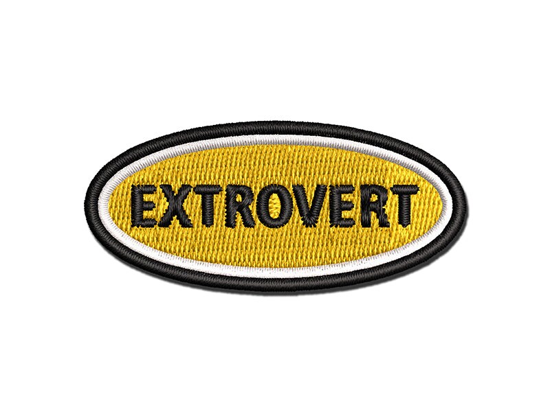 Extrovert Social Label Multi-Color Embroidered Iron-On or Hook &#x26; Loop Patch Applique