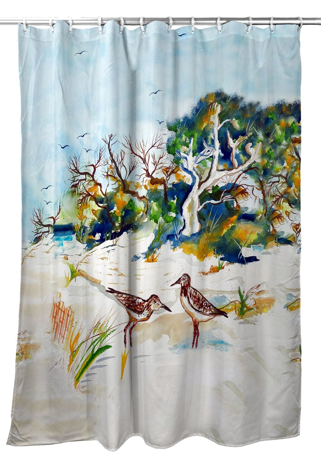 Betsy Drake Tree &#x26; Beach Shower Curtain