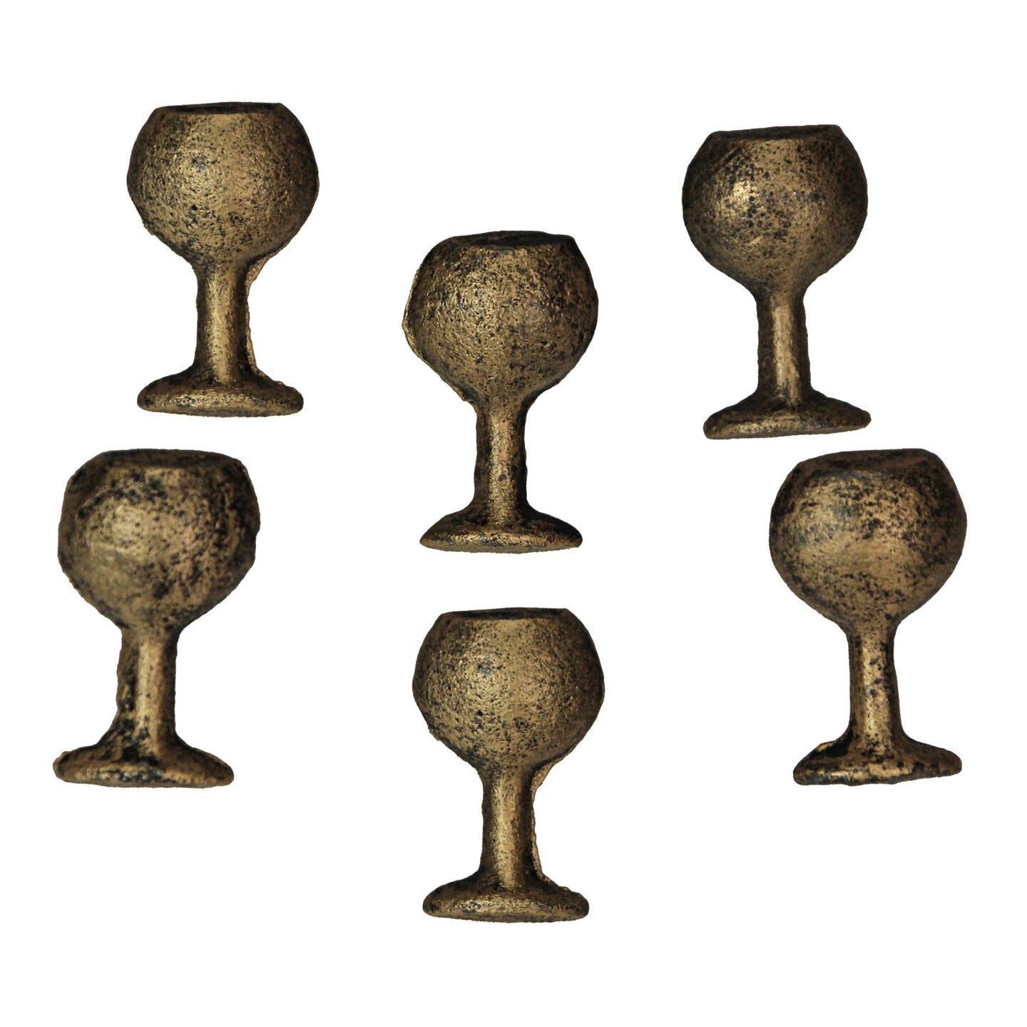 Antique Finish Cast Iron Wine Glass Decorative Cabinet Knob Drawer Pulls Set / 6