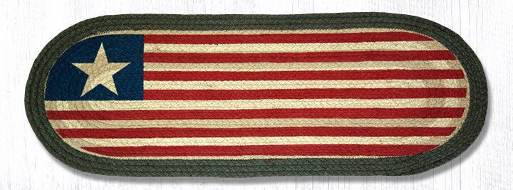Earth Rugs 1032 Original Flag Oval Patch Runner 13&#x22; x 36&#x22;
