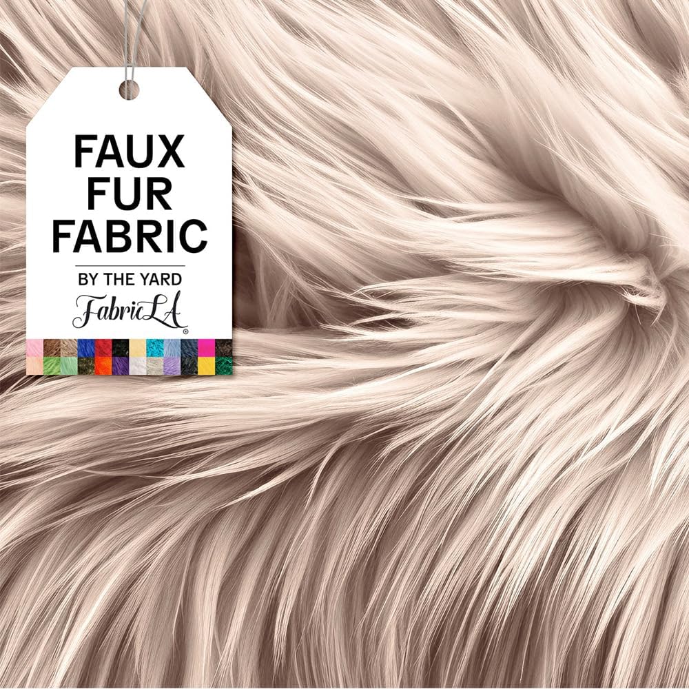 FabricLA | Shaggy Faux Fur | Fabric by The Yard | 18" X 60" Inch Wide | Craft Furry Fabric | Sewing, Apparel, Rugs, Pillows & More | Faux Fluffy Fabric | Latte, Half Yard