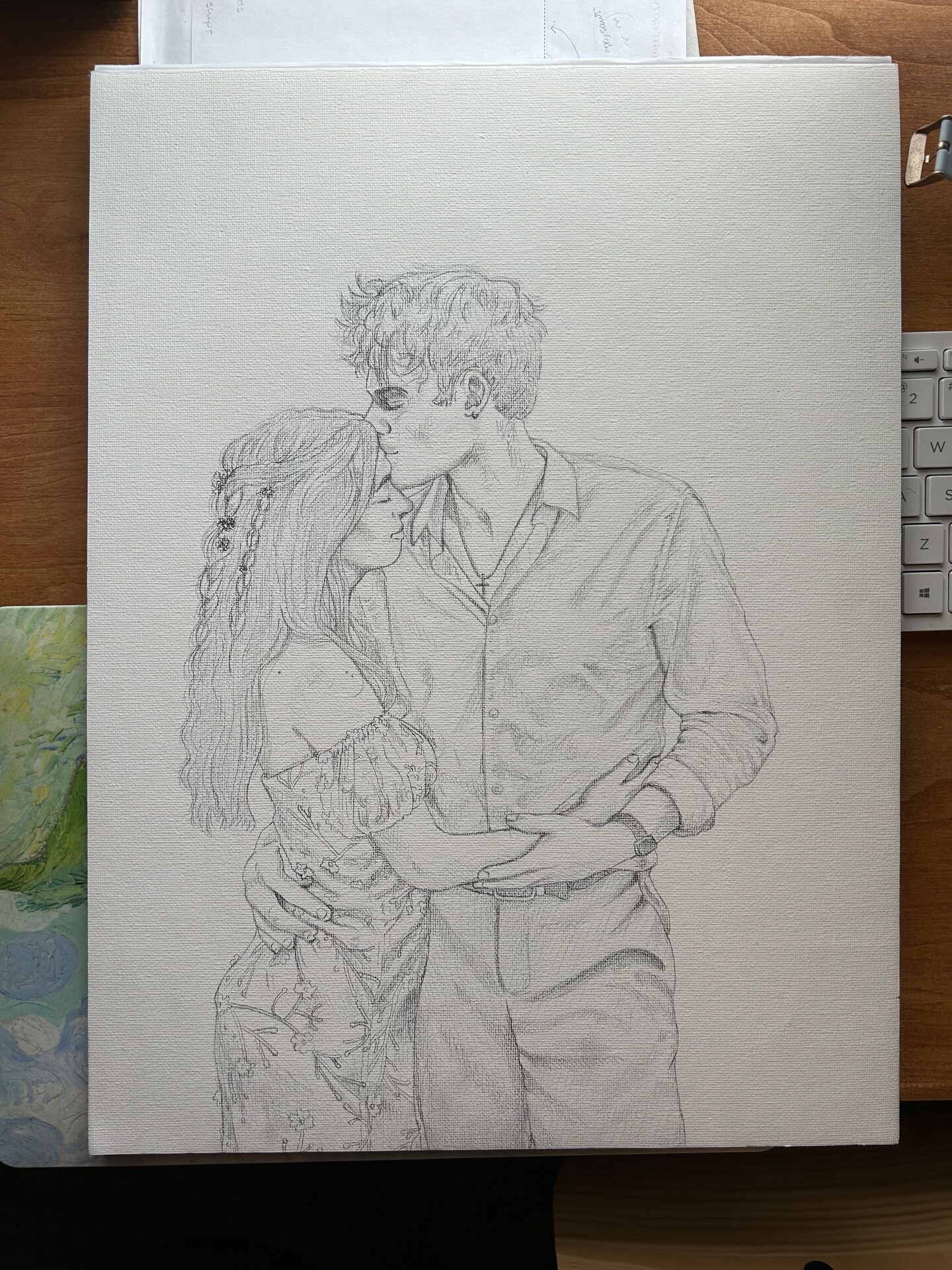 product name is Custom Hand Drawn Wedding Portrait Illustration | Custom Personal Gifts for Newlyweds | Graphite Illustrations