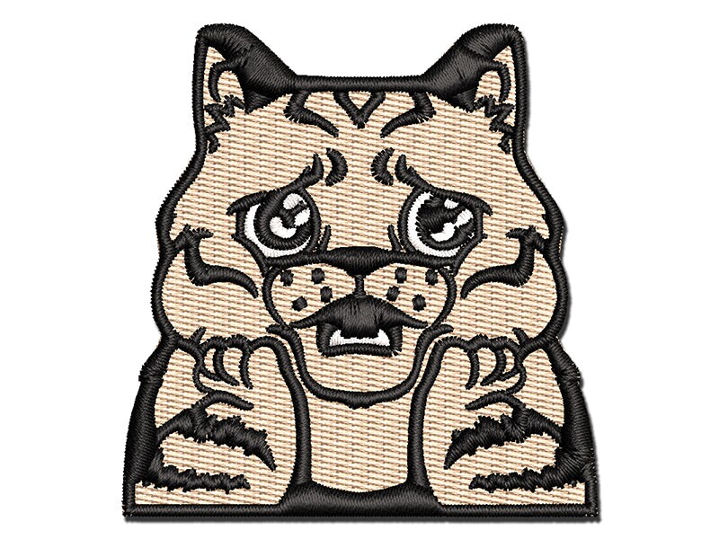 Distressed Striped Cat Looks Worried Multi-Color Embroidered Iron-On or Hook &#x26; Loop Patch Applique