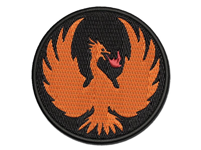 Fire Phoenix Bird Rising Multi-Color Embroidered Iron-On or Hook &#x26; Loop Patch Applique