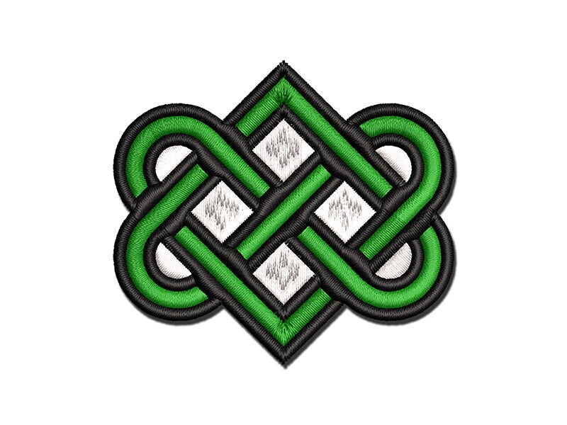 Celtic Love Knot Outline Multi-Color Embroidered Iron-On or Hook &#x26; Loop Patch Applique