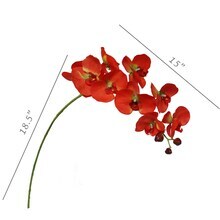 Set of 2: Lifelike Orange Phalaenopsis Orchid Stems - 33.5-Inch Realistic Silk Flowers for Arrangements, Parties, Home &#x26; Office Decor