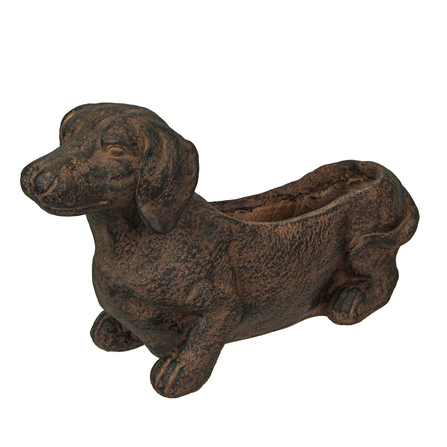 Resin Distressed Rustic Finish Dachshund Dog Indoor Outdoor Planter
