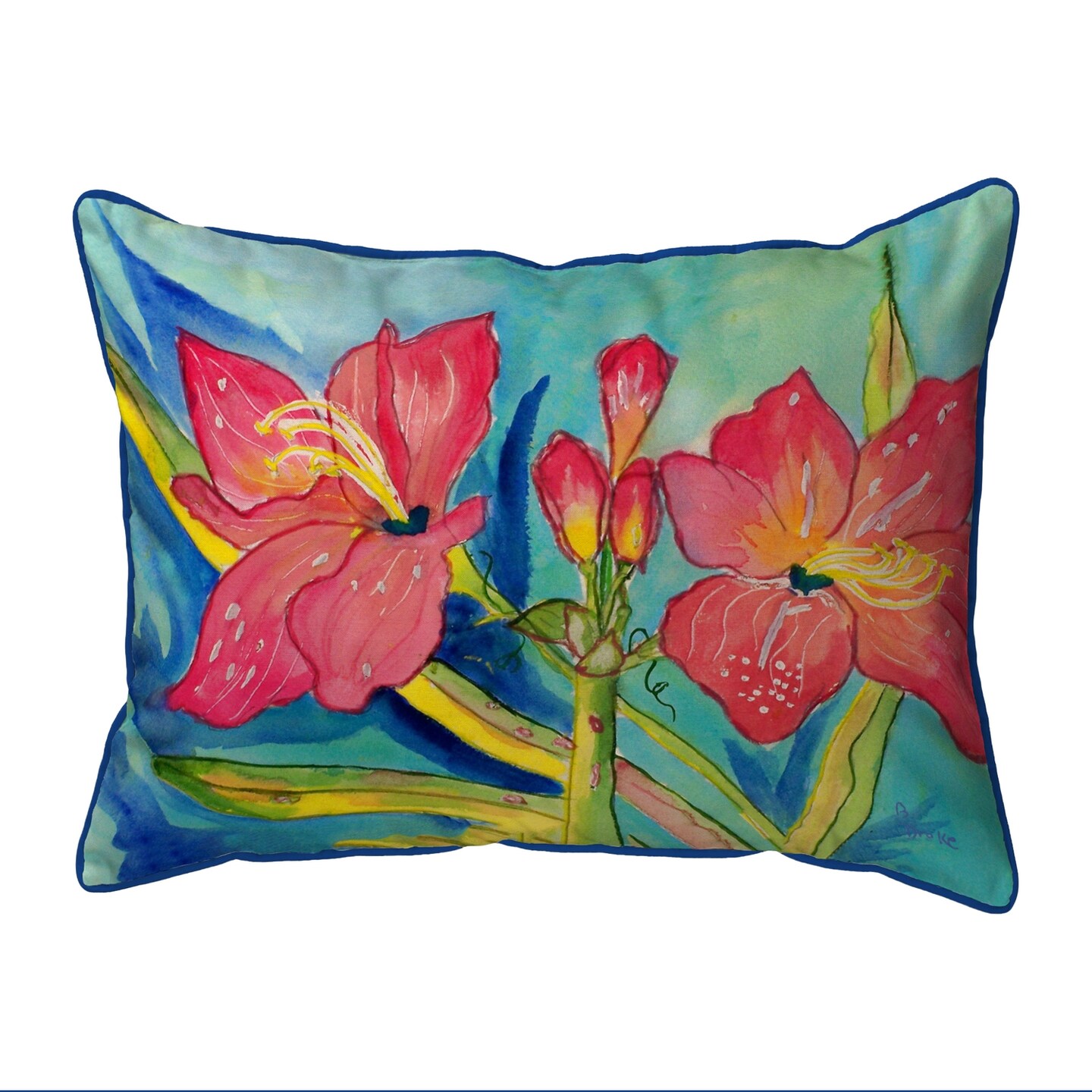 Betsy Drake Pink Amaryllis Extra Large 20 X 24 Indoor / Outdoor Pillow